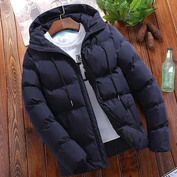 2022 Мужские куртки-парки, осень-зима, повседневная Мужская верхняя одежда, пальто, Однотонная Мужская ветровка с капюшоном, хлопковая стеганая куртка, Стеганое Зимнее пальто