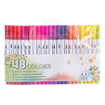 48 Цветных ручек для рисования эскизами, набор акварельных кистей с двойной головкой, Маркер для раскрашивания, принадлежности для рисования и каллиграфии