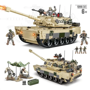 Военная Серия WW2 Army Abrams Основной Боевой Танк Солдат Сцена Аксессуары DIY Модель Строительные Блоки Кирпичи Игрушки Подарки