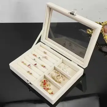 Коробка для хранения ювелирных изделий, ожерелье, браслет, коробка для хранения с несколькими сетками, шкатулка для ювелирных изделий, бытовая пылезащитная коробка большой емкости.
